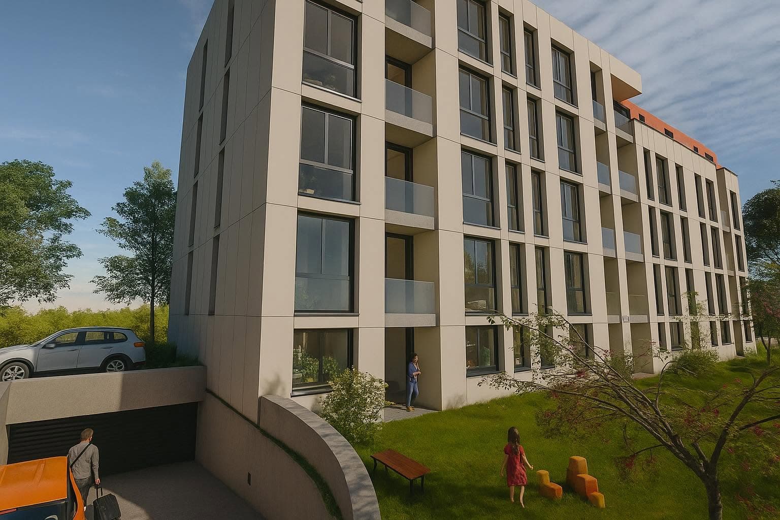 AN Horizon apartment building set within a planted landscape
