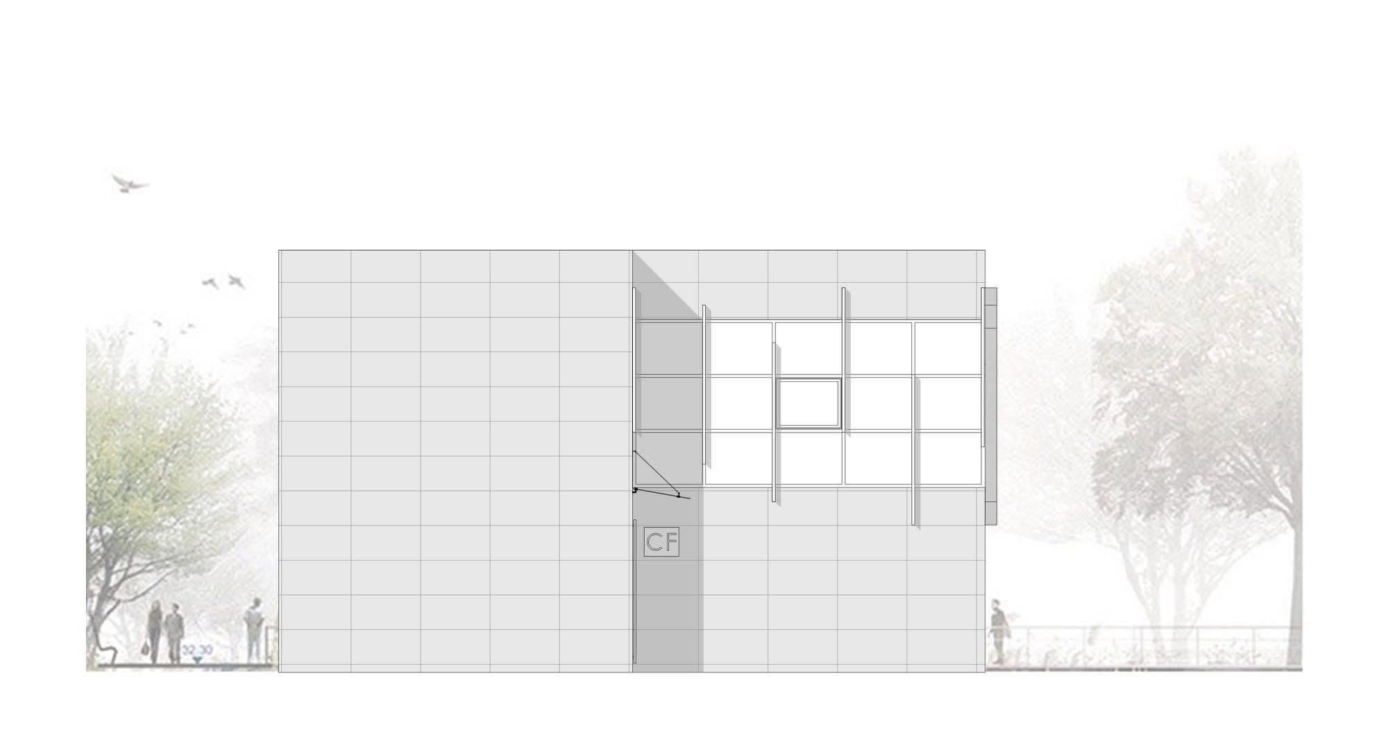 Glazed corner elevation