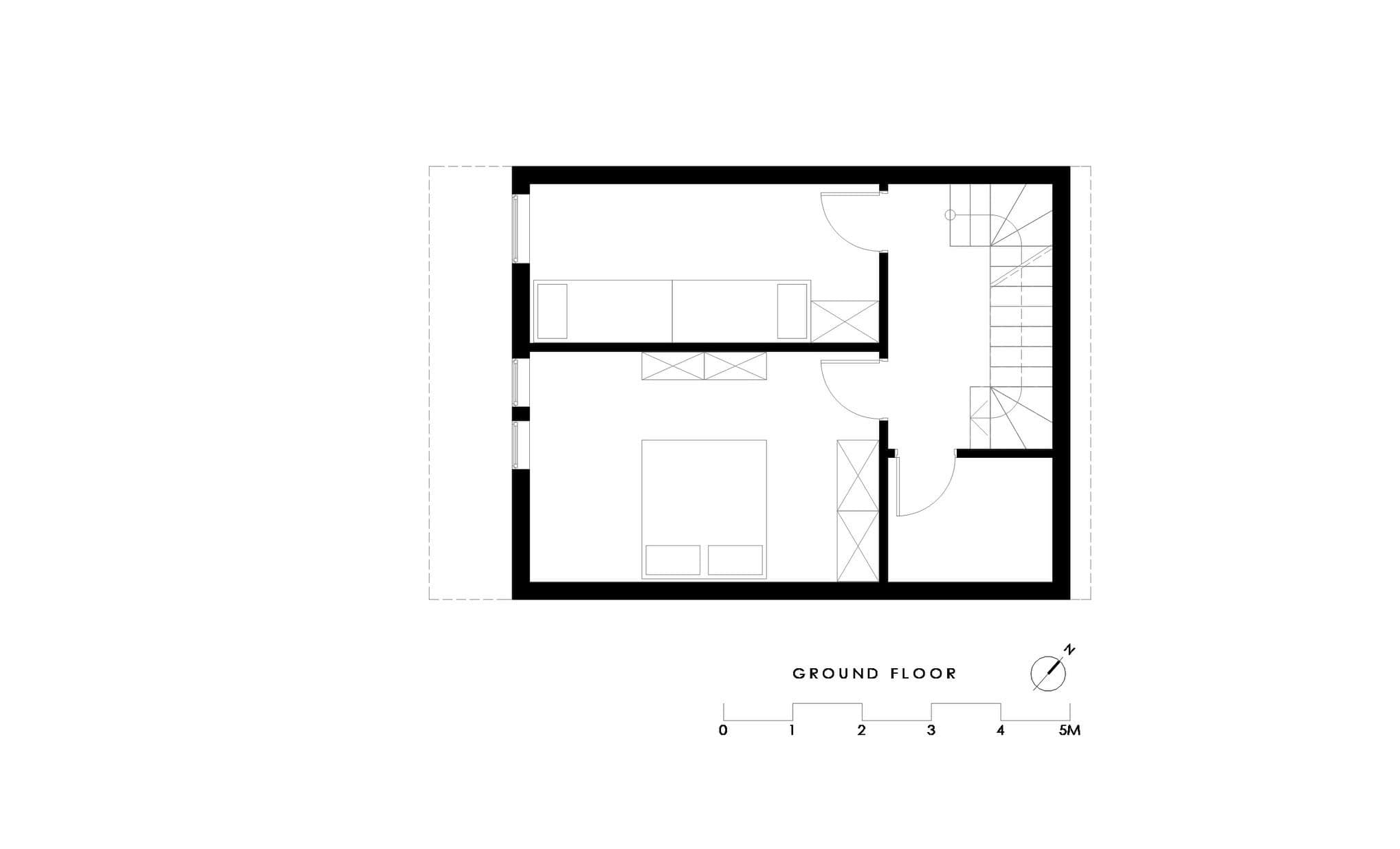 Section through the inverted living arrangement