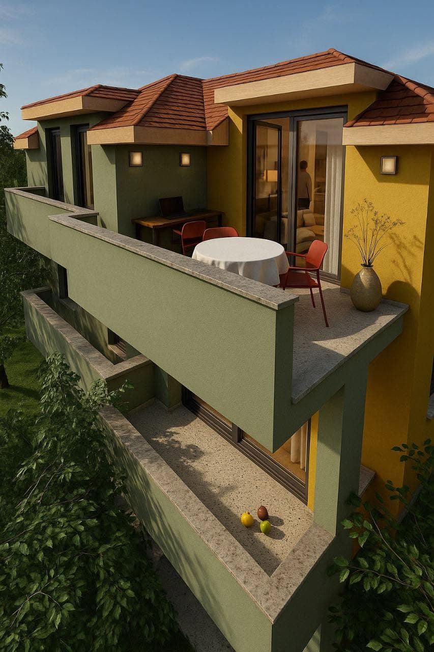 Expanded upper terrace with outdoor dining and work areas
