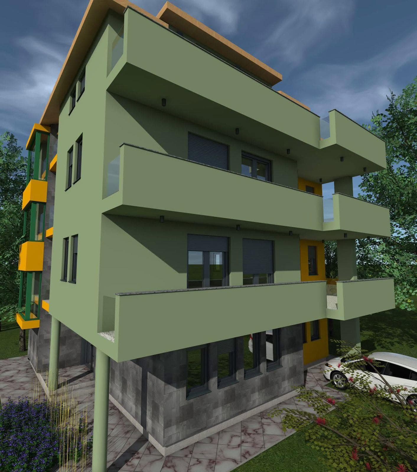 Renovated GG Villa in olive green with mustard-coloured accents