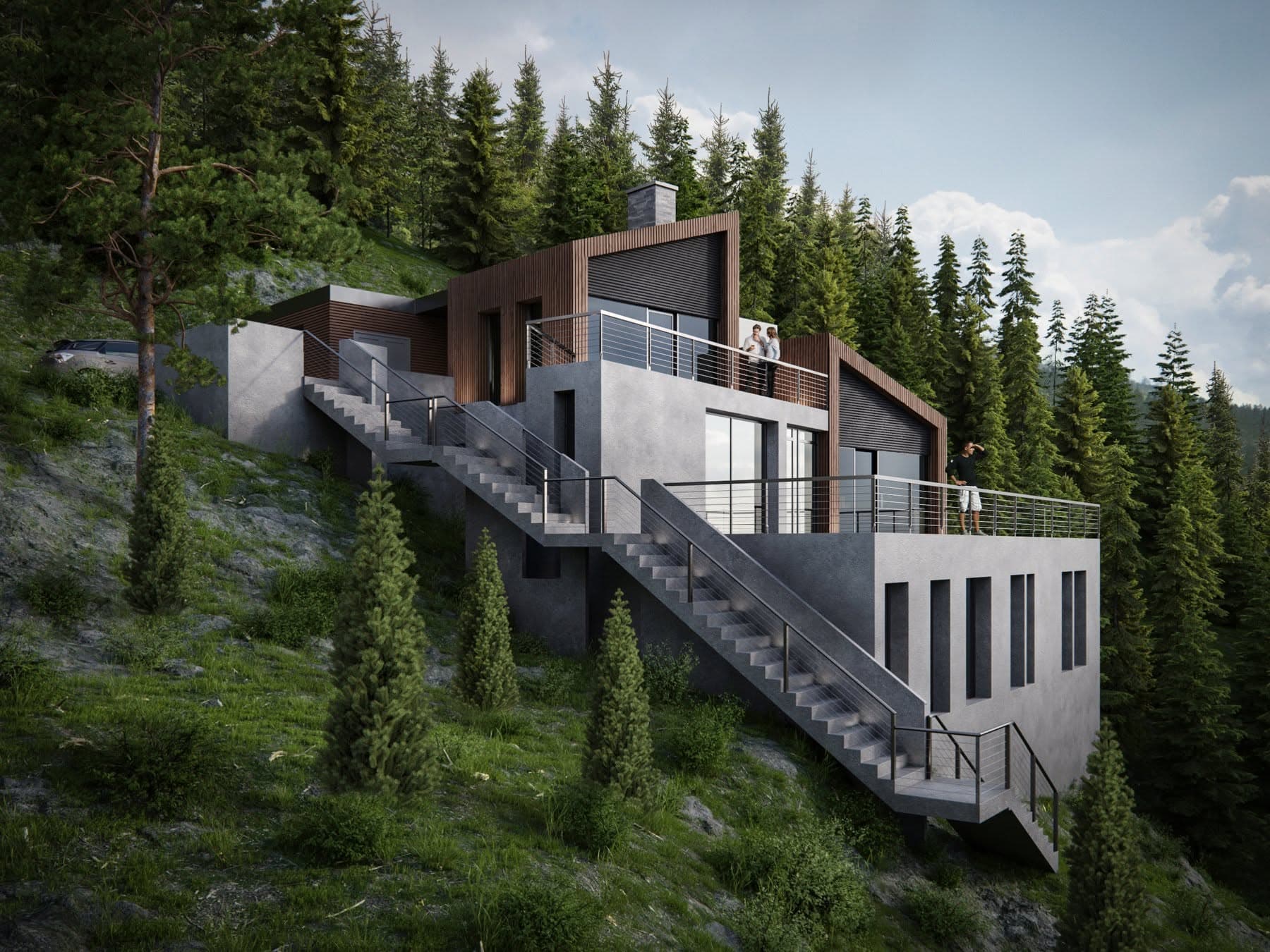Norvila cascading down a forested hillside in Trondheim