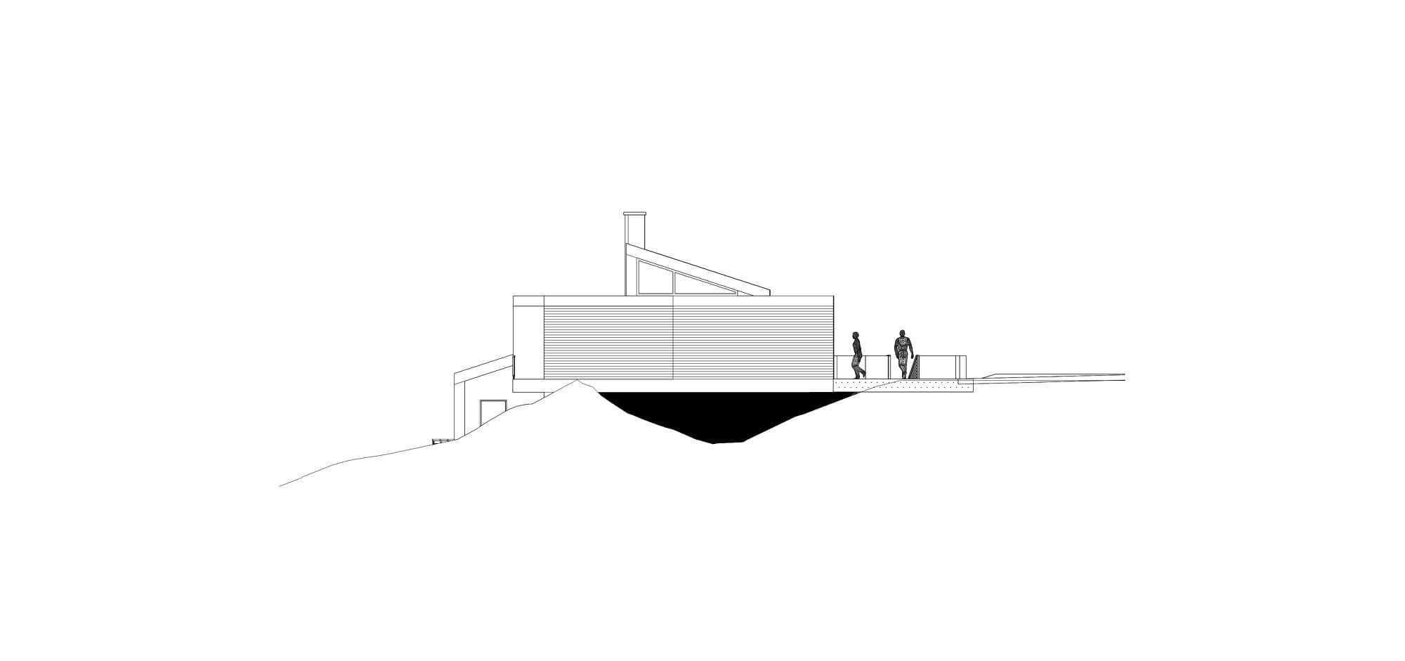 Lower elevation anchored into the hillside