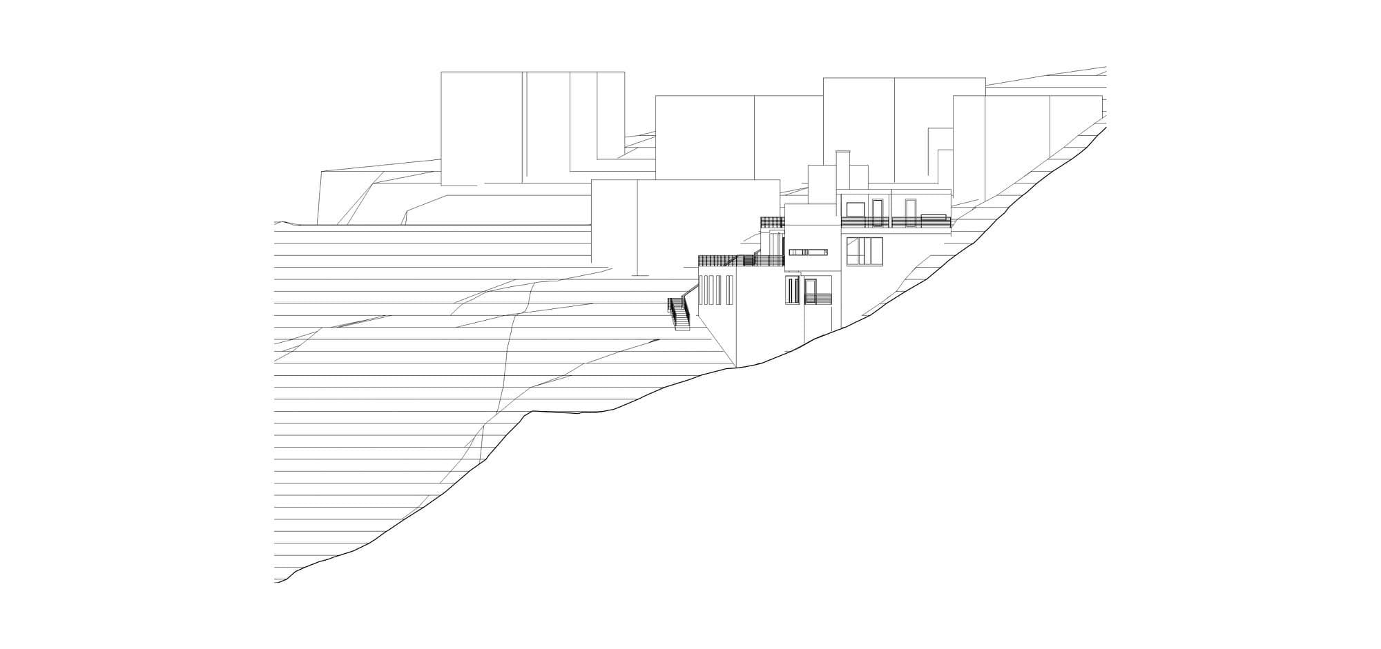 External stair and topographic section